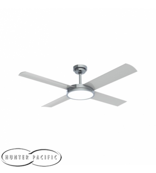 Hunter Pacific Revolution 3 52" Ceiling Fan with 24W Dimmable LED Light - Brushed Aluminium